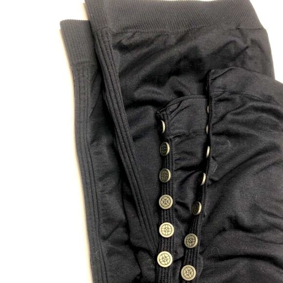 Nicole by Nicole Miller Black Leggings, Ribbed Seam and Buttons / Studs at Ankle - Picture 2 of 7